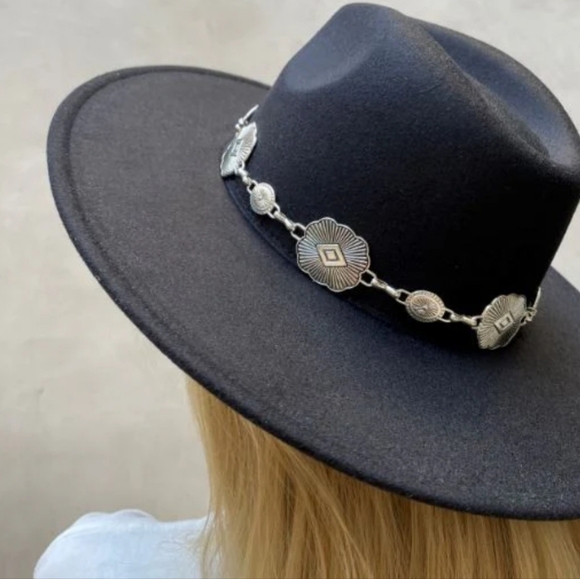 BLACK Western Fedora Hat - Picture 1 of 9